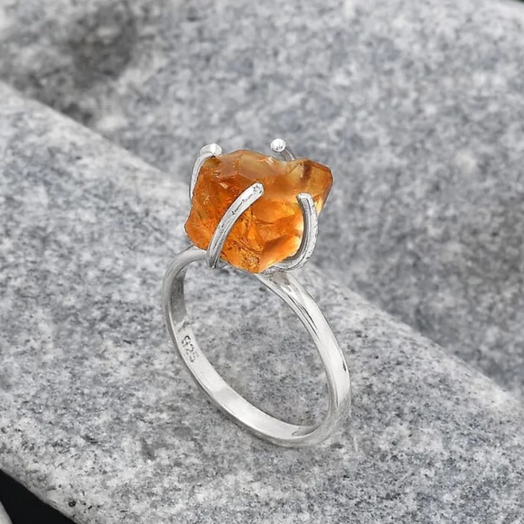 AAA Mandarin citrine sterling silver rings - Picture 5 of 5